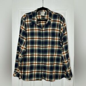 Dickies Size 2XL Navy, White & Mustard Plaid Button-Down Shirt